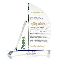 Crystal Sailboat Executive Retirement Gift Plaque