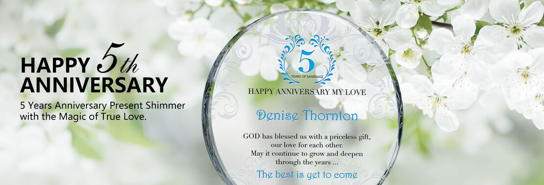 Custom-Engraved Crystal 5th Wedding Anniversary Gift Plaques - Banner 1
