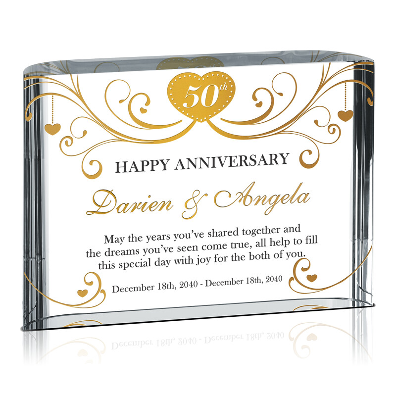 Custom 50th Golden Wedding Anniversary Gift Plaque for Parents or Friend 