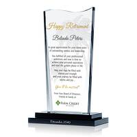 Crystal Happy Retirement Gift Plaque for Colleague and Friend