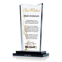 Crystal Wave Shaped Best Wishes Employee Retirement Appreciation Award Plaque