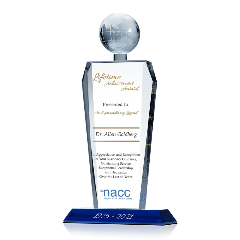 Personalized Crystal Lifetime Achievement Award Trophy