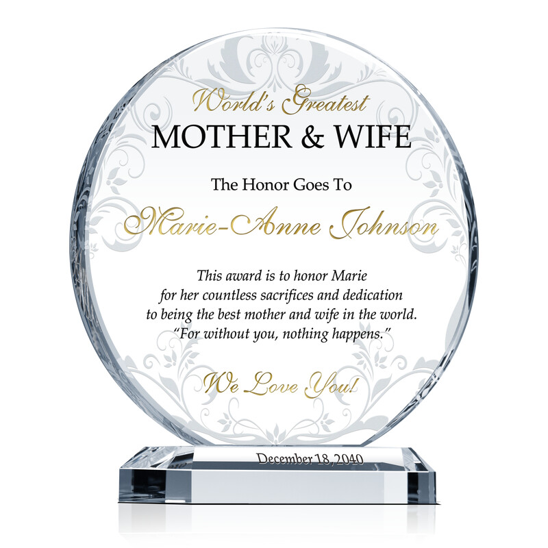 Best Wife & Mother Award Plaque