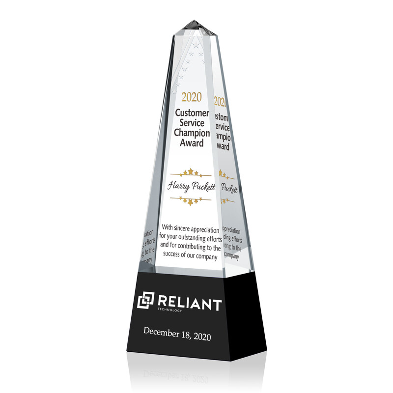 Personalized Crystal Customer Service Award Trophy