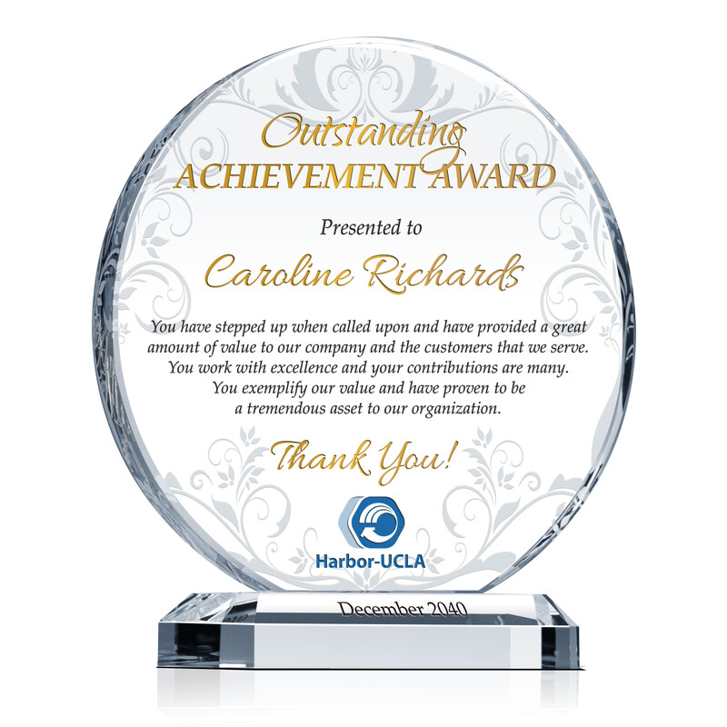 Crystal Employee Achievement Award Plaque