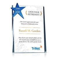 Custom Crystal Retirement Gift Plaque for Man or Woman Co-worker