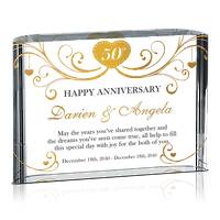 Custom 50th Golden Wedding Anniversary Gift Plaque for Parents or Friend