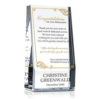 Crystal Wedge Retirement Gift Plaque