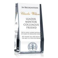 Crystal Wedge Retirement Appreciation Gift for Manager, Mentor, Co-worker