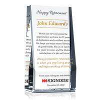 Crystal Wedge Retirement Gift Plaque