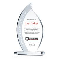 Flame Shaped Crystal Employee of the Year Award Plaque