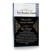 Custom Engraved Crystal Military Family Appreciation Gift with Military Family’s Prayer   