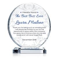 “Best Boss Ever” Crystal Plaque – Personalized Boss’s Day Gift