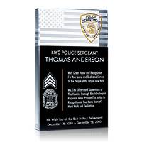 Police Sergeant Retirement Plaque – Personalized Crystal Gift for Police Officers