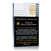 Police Sergeant Promotion Plaque – Personalized Crystal Flag Award for Leadership