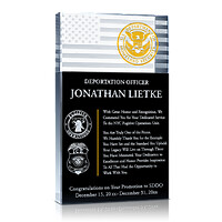 DHS/ICE Officer Promotion Plaque – Personalized Crystal Flag Gift for Federal Agents