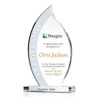 Flame Shaped Crystal Leadership Award Plaque