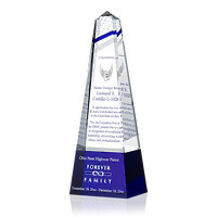 Police Retirement Plaque with Thin Blue Line – Personalized Crystal Tower Award for State Trooper or Law Enforcement