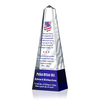 Police Officer Retirement Plaque – Personalized Crystal Obelisk Award with Flag Design