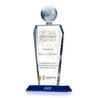 Crystal Imperial Globe Tower for Lifetime Achievement Recognition Awards