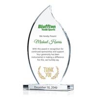 Flame Shaped Crystal Donor & Sponsor Appreciation Award Plaque