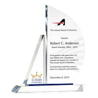 Crystal Sailboat Board Member Service Recognition Award Plaque