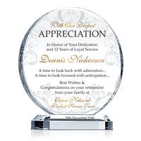 Crystal Custom Employee and Coworker Retirement Farewell Gift Plaque