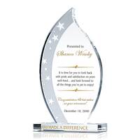 Flame Crystal Retirement Plaque for Employee, Coworker