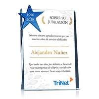 Placa de Cristal Personalizada Para Jubilación de Compañero o Compañera de Trabajo