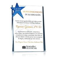 H.	Place Personalizada de Cristal Para Jubilación de Doctor, Enfermera, Medico Profesional