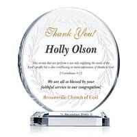 Faith-Based Thank You Plaque – Inspirational Crystal Gift for Service & Ministry