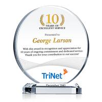 Years of Service Crystal Award – Personalized Employee Milestone Plaque