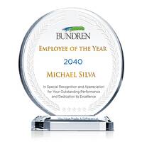 Employee of the Year Crystal Plaque – Custom Engraved Corporate Award