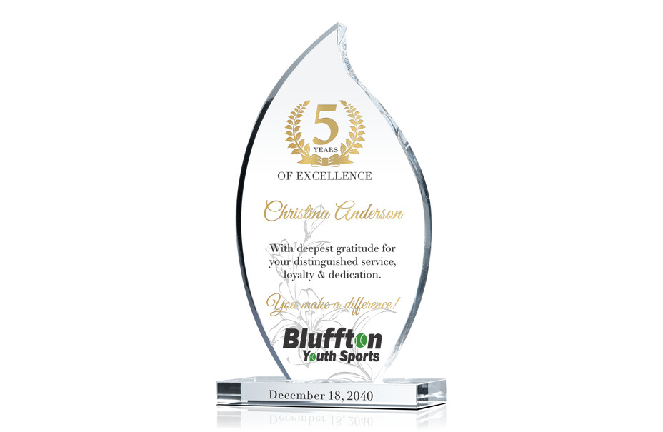  Personalized Crystal Flame Employee Service Award Plaque