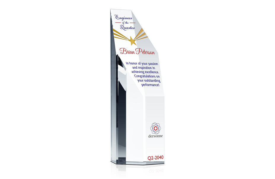 Personalized Crystal Hexagon Employee of the Year Award Trophy