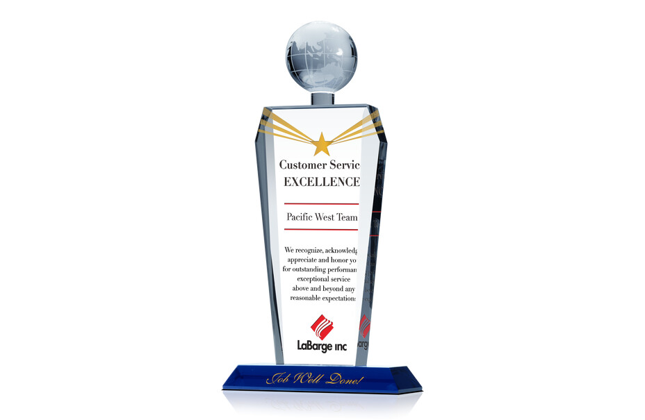 Custom Crystal Globe Customer Service Excellence Award