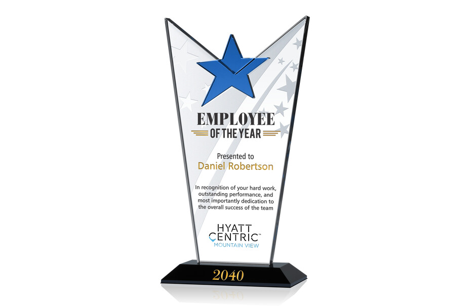 Crystal Star Employee of the Year Award Plaque
