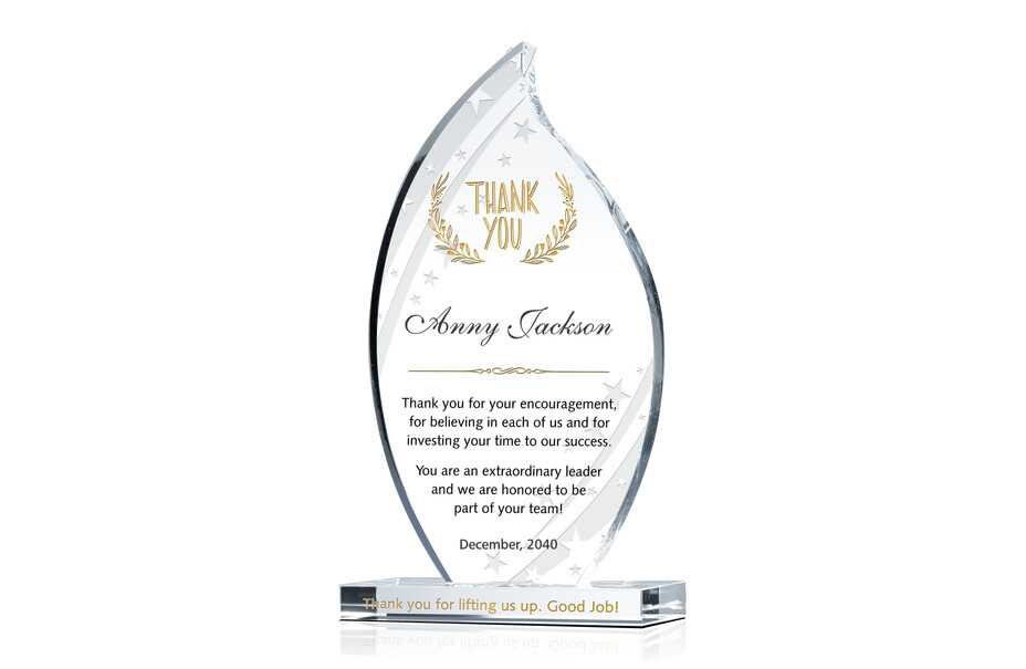 Crystal Flame Boss, Manager, Supervisor Thank You Gift Plaque