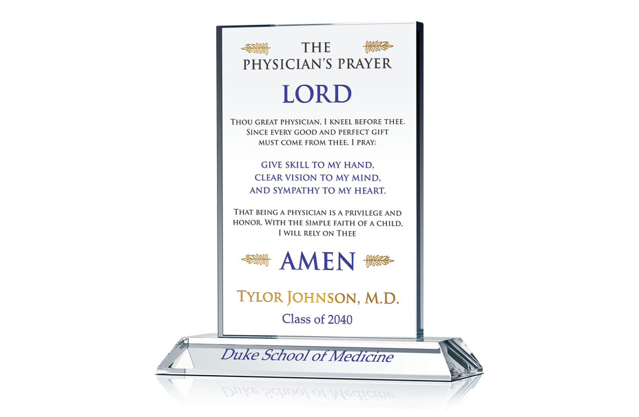 Personalized Medical School Graduation Gift with The Physician’s Prayer