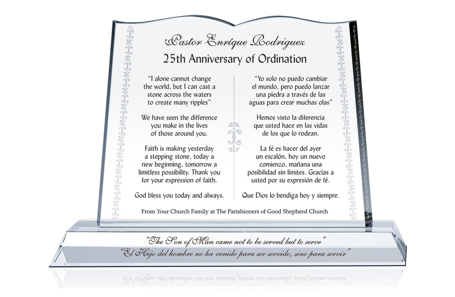 25th Ordination Anniversary Gift with Spanish Scripture