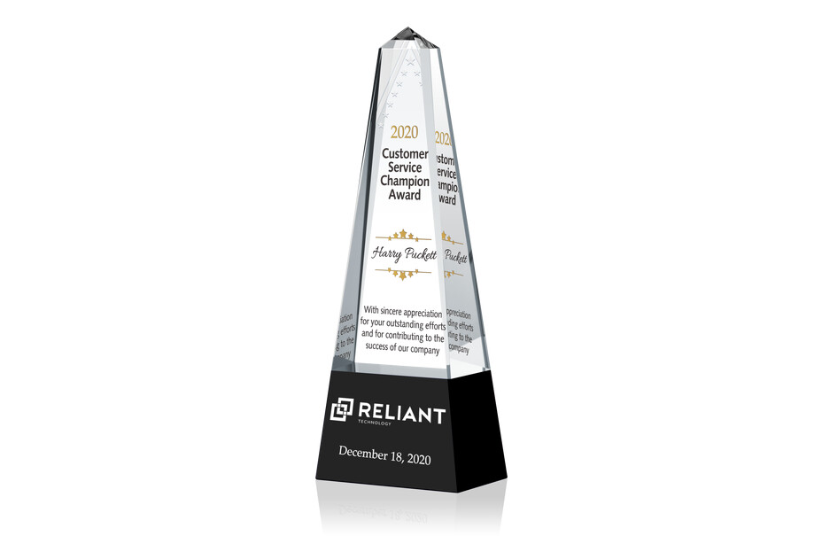 Personalized Crystal Customer Service Award Trophy
