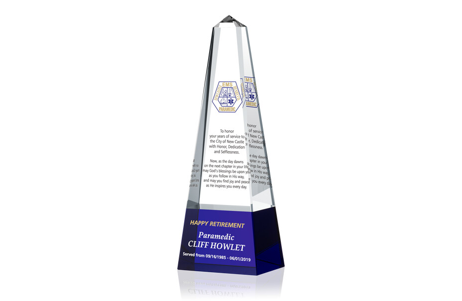 Crystal EMS and Paramedic Retirement Award Tower