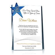 Crystal Star Retirement Gift Plaques