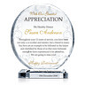 Circle Shaped Crystal Retirement Appreciation Plaque for Coworker & Mentor