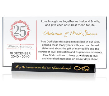 Custom Infinity Love 25th Wedding Anniversary Gift for Husband or Wife  