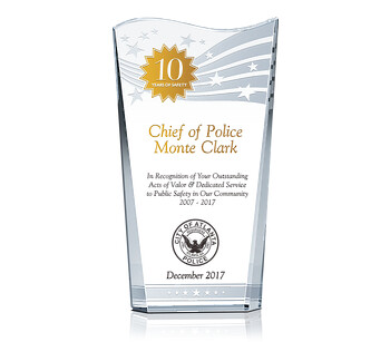 Police Safety Leadership Award Plaque