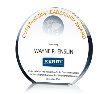 Crystal Globe Circle Shaped Leadership Award Plaque