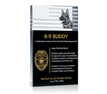 K9 Police Retirement Plaque for Service Dog