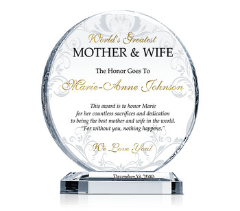 Best Wife & Mother Award Plaque
