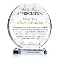 Circle Shaped Crystal Retirement Award Plaque